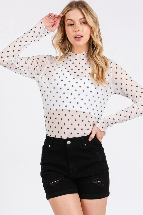 Polka Dot Mesh Top