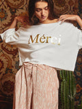 Mérci Cropped Tee - Greige Goods