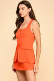 Crepe Round Neck Button Romper