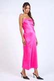 Satin Strapless Midi Dress