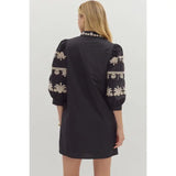 Puff Sleeve Embroidered Mini - Greige Goods