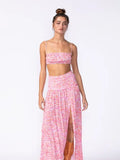 Floral Slit Maxi Skirt - Greige Goods
