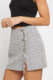 Frayed Houndstooth Mini Skirt - Greige Goods