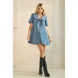 Collared Leopard Denim Mini