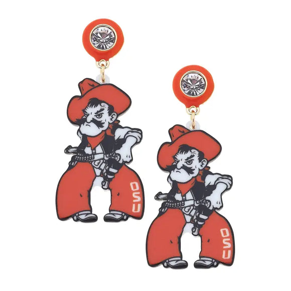 OSU Pistol Pete Mascot Resin Earring