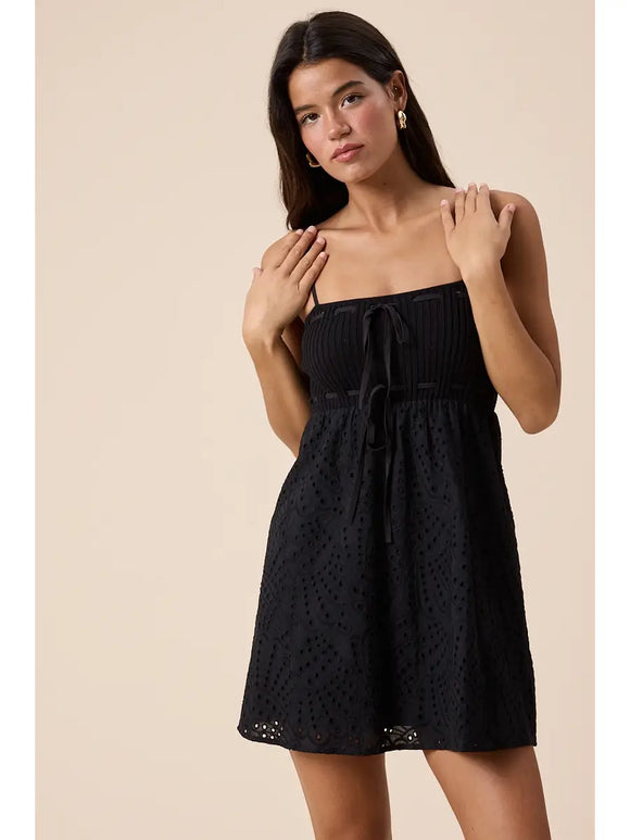 Eyelet Mini Dress - Greige Goods