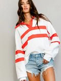 Spread Collar Contrast Top - Greige Goods