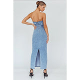 Strapless Denim Maxi Dress