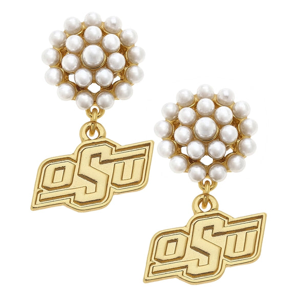 OSU Logo Pearl Cluster Earring - Greige Goods
