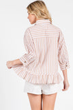 Striped Button Down Ruffle Top - Greige Goods