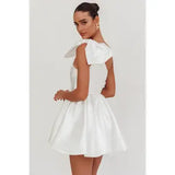 One Shoulder Bow Mini Dress