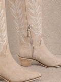 Inlay Embroidery Tall Western Boots - Greige Goods