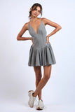 Checker Drop Waist Mini Dress - Greige Goods