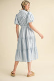 Striped Ruffle Button Down Midi - Greige Goods