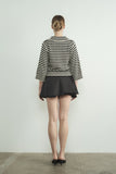 Jacquard Stripe 3/4 Sleeve Sweater