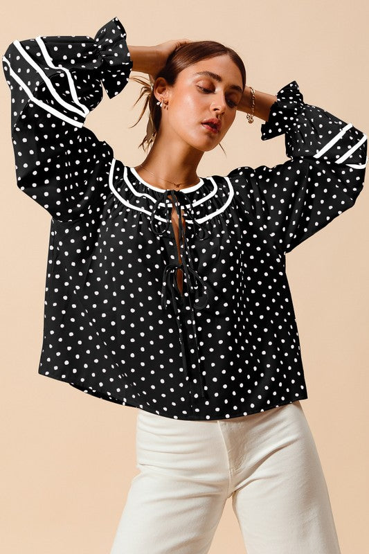 Dot Pattern Blouse Top