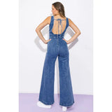 Tank Tie Back Denim Jumpsuit