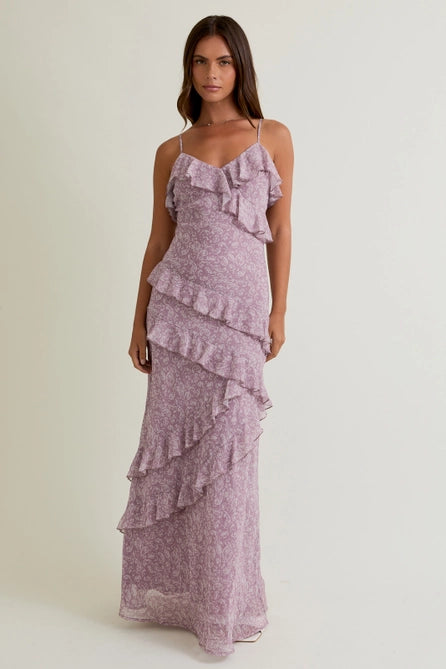 Chiffon Ruffle Midi Dress