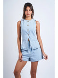 Light Denim Vest Set - Greige Goods