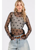 Bow Print Lace Top