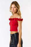 Rosette Off The Shoulder Crop