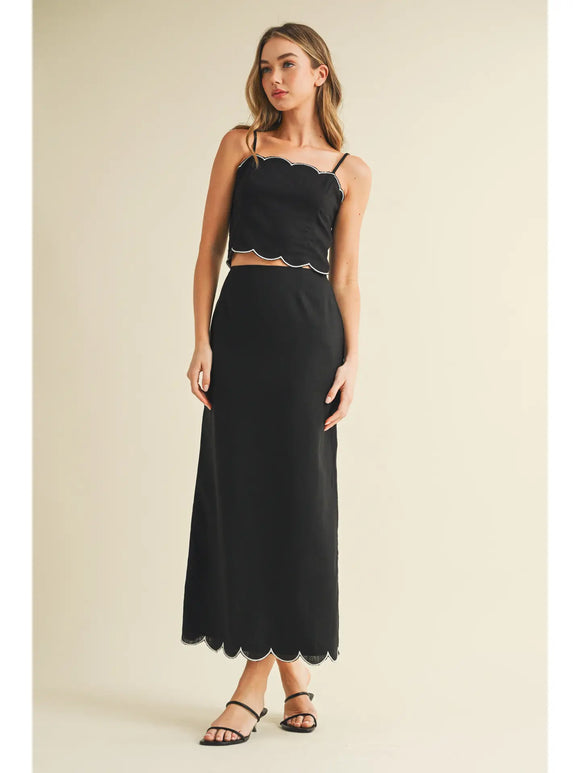 Embroidered Top & Maxi Skirt Set