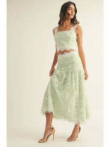Lace Ruffle Midi Skirt Set - Greige Goods