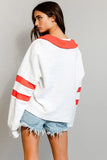 Spread Collar Contrast Top - Greige Goods