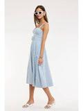 Gingham Checkered Sweetheart Midi Dress - Greige Goods