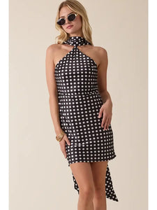 Polka Dot Scarf Mini Dress