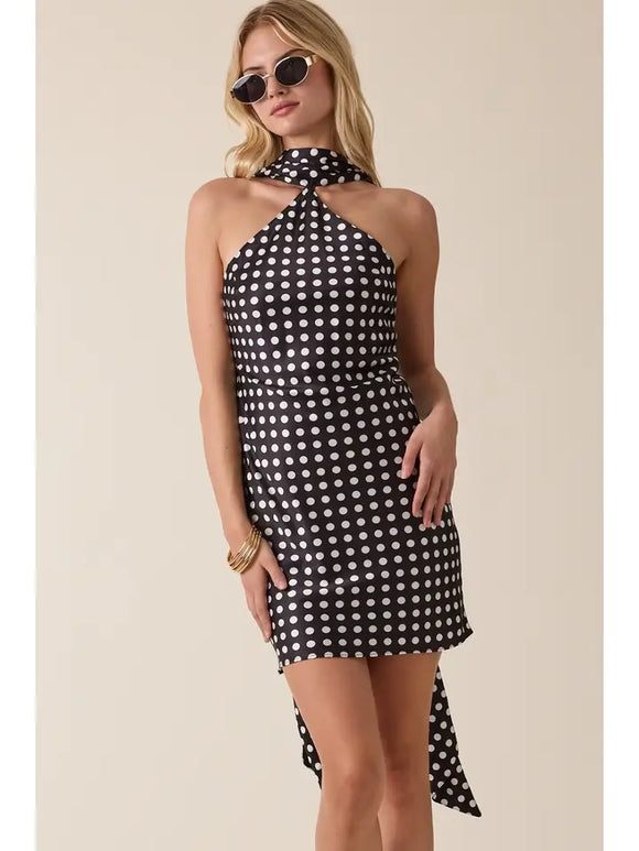 Polka Dot Scarf Mini Dress