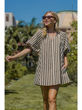 Puff-Sleeve Mini Dress - Greige Goods