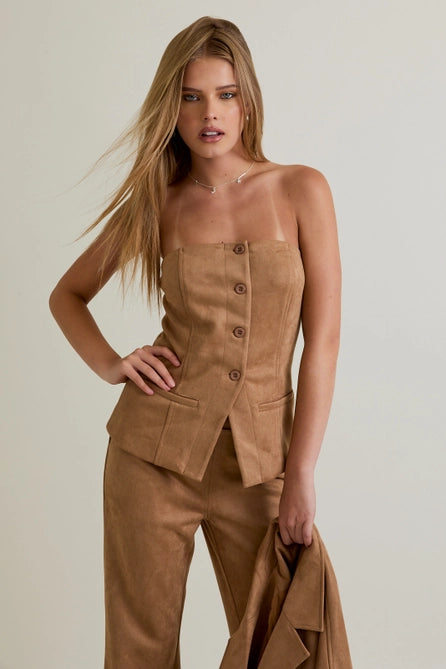 Suede Tube Blazer Top