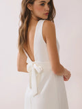 Self Tie Bow Mini  Dress - Greige Goods