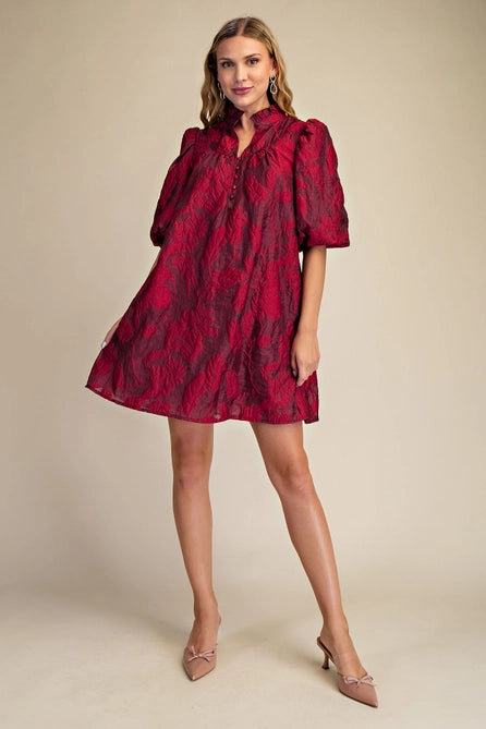 Ruffled Neck Volume Dress