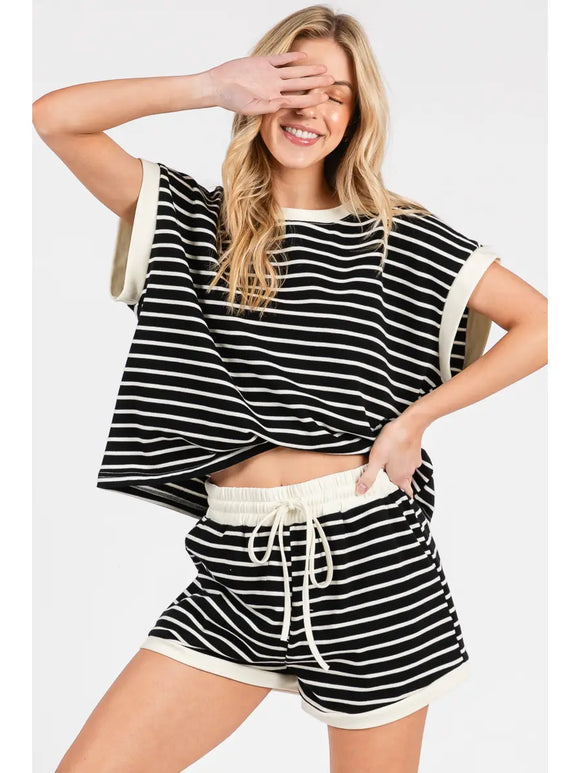 Striped Top & Shorts Set