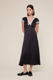 Satin Lace Trim Midi Dress