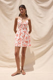 Scallop Cut Floral Mini Dress - Greige Goods