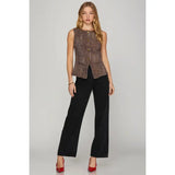 Animal Print Vest - Greige Goods