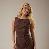 Boat Neck Button Down Dress - Greige Goods