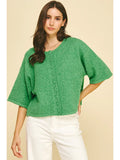 Button Down Short Sleeve Sweater - Greige Goods