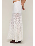 Lace See Through Floral Maxi Skirt - Greige Goods