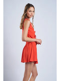 Front Tie Top & Pleated Mini Skirt Set - Greige Goods