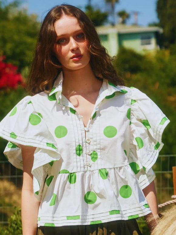 Ruffle Polka-Dot Top