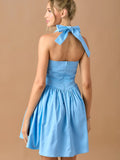 Halter Neck Tiered Mini Dress - Greige Goods