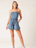 Acid Washed Denim Romper - Greige Goods