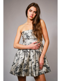 High Waisted Tie Back Bubble Dress - Greige Goods
