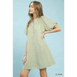 Vertical Stripe Shift Dress - Greige Goods