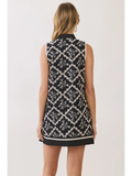 Floral Embroidered Lattice Shift Mini Dress