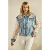 Denim Jacket with Cream Lace